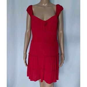 Hollister Sofia Skort Dress Tiered Mini Dress Smocked Back Cap Sleeve Pockets XL